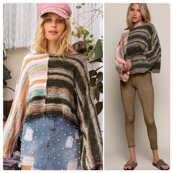 POL Rainbow Forest Sunshine Poncho Top - Picture 6 of 11